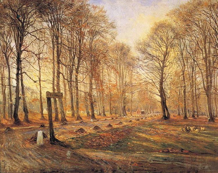 A Late Autumn Day in Dyrehaven, Sunshine, Theodor Esbern Philipsen